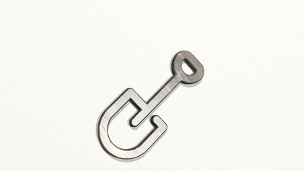 TOOLS SHOVEL 3D icon on the wall. 3D illustration. background and equipment