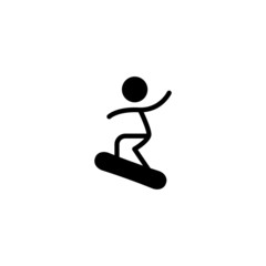 Fototapeta na wymiar Snowboarding icon in black flat glyph, filled style isolated on white background