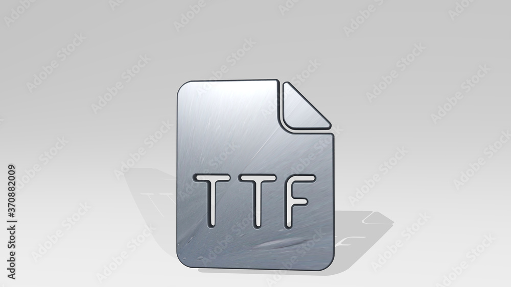 Aufkleber design file ttf 3d icon standing on the floor. 3d illustration. background and abstract
