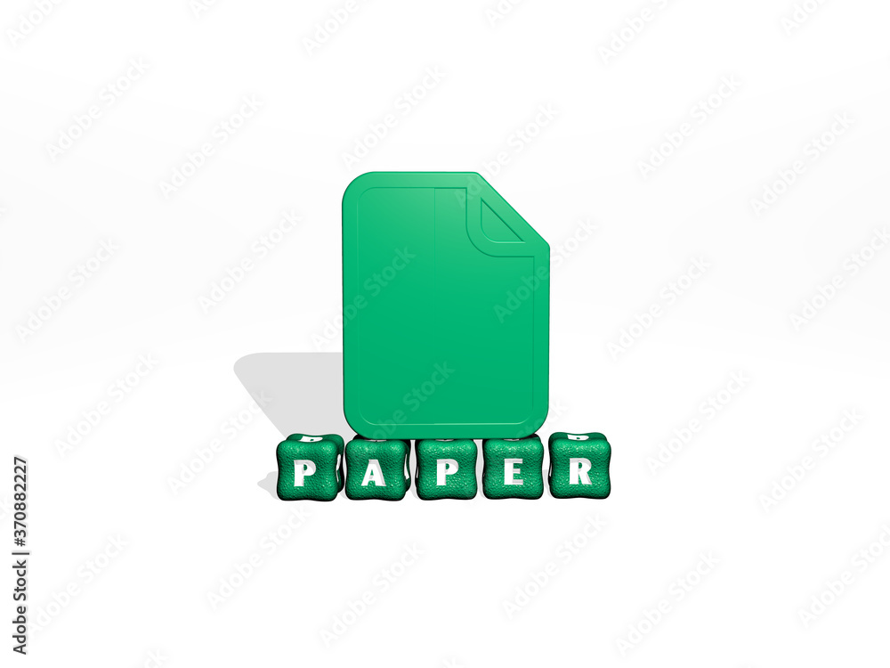 Poster paper 3d icon on cubic text. 3d illustration. background and abstract