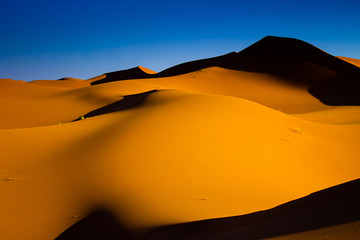 Fototapeta na wymiar Desierto del Sahara con constrastes de sombras 