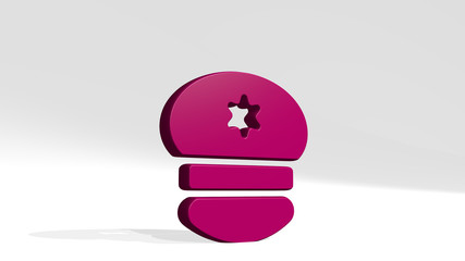 police hat 3D icon casting shadow. 3D illustration. editorial and car