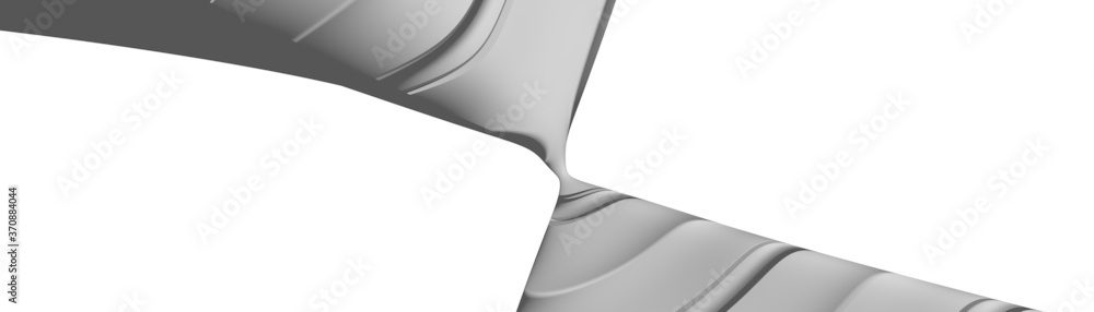 Poster ultra wide image made of white smoke monochromic 3d curved abstract background image made of plain s
