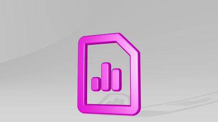 DATA FILE BARS ALTERNATE 3D icon casting shadow. 3D illustration. business and concept