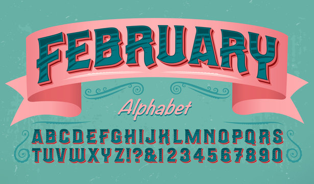A Colorful Valentine's Day Style Alphabet; Ornate Lettering Font with Stripes and Shaded 3d Effects. Good for Greeting Cards, Valentine Banners, and Romantic Themes.