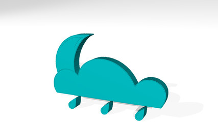 RAINING CLOUDS 3D drawing icon on white floor. 3D illustration. background and beautiful