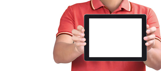 Digital tablet computer with isolated screen in hands