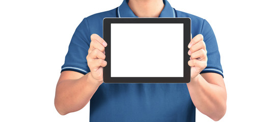 Digital tablet computer with isolated screen in hands