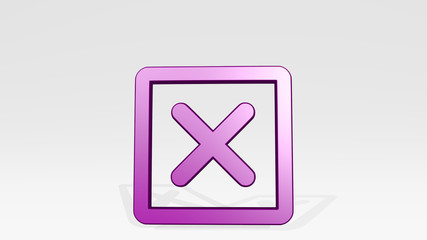 remove square alternate 3D icon casting shadow. 3D illustration. background and sign