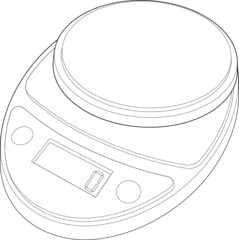 A line art illustration of a food scale