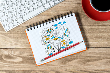 Business workplace with stuff