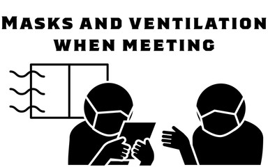 対面時はマスクをして換気するようを勧めるアイコン