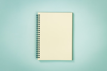 Spiral Notebook or Spring Notebook in Unlined Type on Blue Pastel Minimalist Background in Vintage Tone