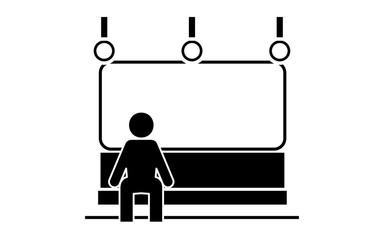 電車利用は混雑時を避けるよう勧めるアイコン