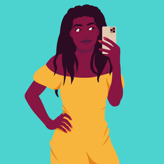Portrait of an African woman with a phone