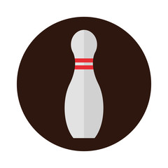 bowling white pin with stripes equipment game recreational sport block flat icon design