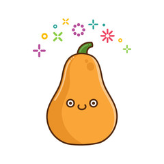kawaii smiling butternut squash cartoon illustration