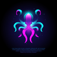 Animal octopus modern logo vector with neon vibrant colors, abstract. © ekosuwandono