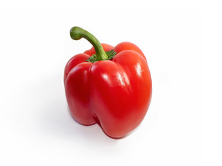 red fresh bell pepper on a white background close up