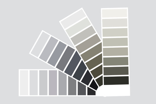 The palette is gray. Fan-shaped palette vector. Gray squares with a gradient. Set of gray textures. Stock photo.