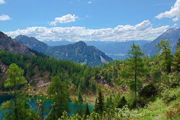 mountain landscape with lake and mountains, Tauplitzalm Austria