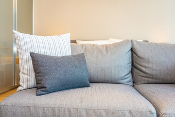Pillow on sofa decoration in living room area interior