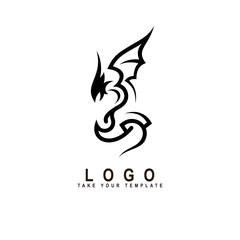 dragon logo, fantasy animal design template