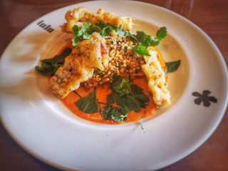 Fried fish in plate.