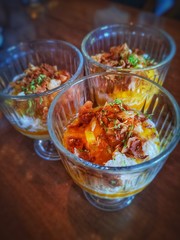 mango pudding desert in glasses