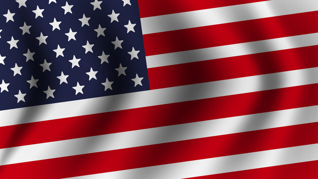realistic american flag waving vector