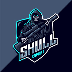 Reaper skull with guns mascot esport logo © avante_speed