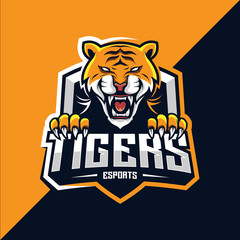 Tiger mascot esport logo design