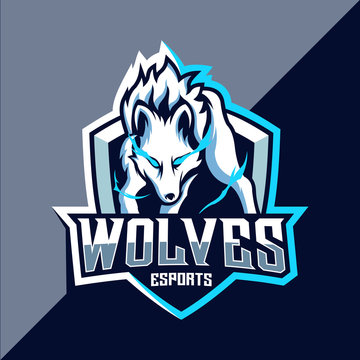 White wolf esport logo design