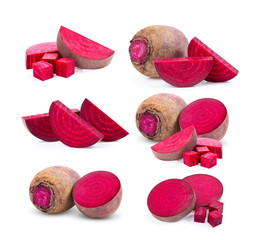Beetroot slices on white background.