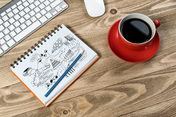 Business workplace with stuff