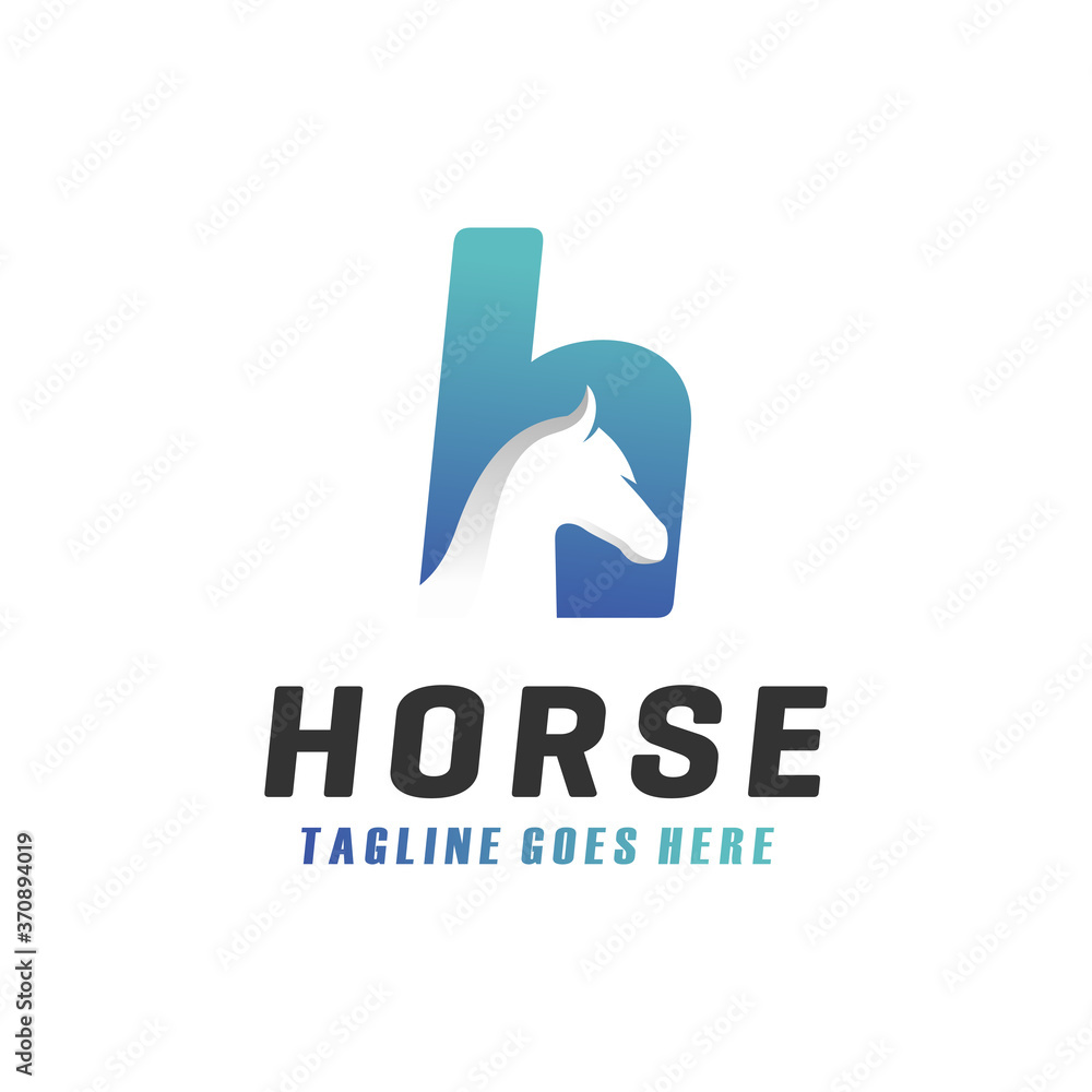 Poster modern horse H letter logo