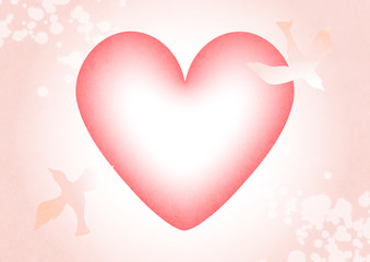 小鳥とハートをモチーフにデザインした背景素材