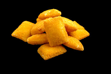 cheese pads in batter. isolated.