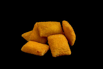 cheese pads in batter. isolated.