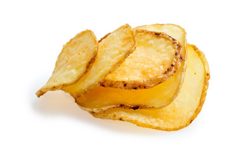 deep-fried potato slices. isolated.