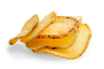 deep-fried potato slices. isolated.