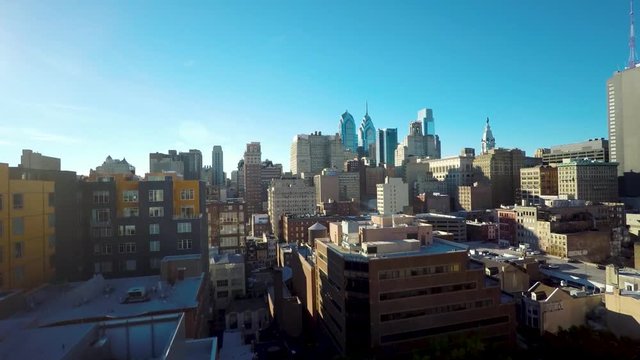 Philadelphia Drone Shot City Skyline 