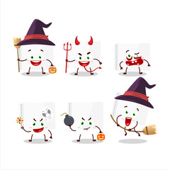 Halloween expression emoticons with cartoon character of drawing book