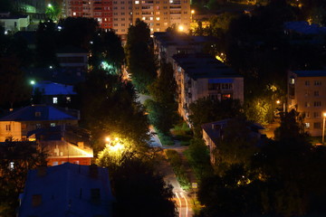 night roofs of houses in the city
