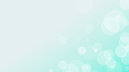 White bokeh, bubbles, defocus glitter, blur on green background. copy space. illustration.