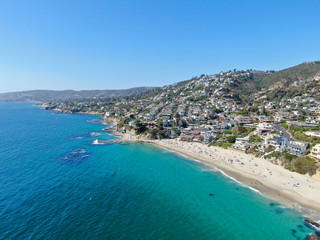 Fototapeta na wymiar Aerial view of Laguna Beach coastline , Orange County, Southern California Coastline, USA