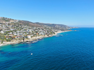 Naklejka na ściany i meble Aerial view of Laguna Beach coastline , Orange County, Southern California Coastline, USA