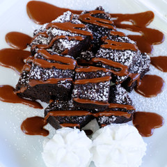 brownie cake in the cafe