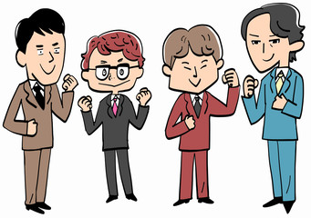 Four patterns of businessmen gutted.