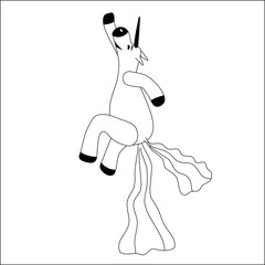 Unicorn smiling pooping a rainbow, fantasy cute character beast multicolored shit turd, lineart